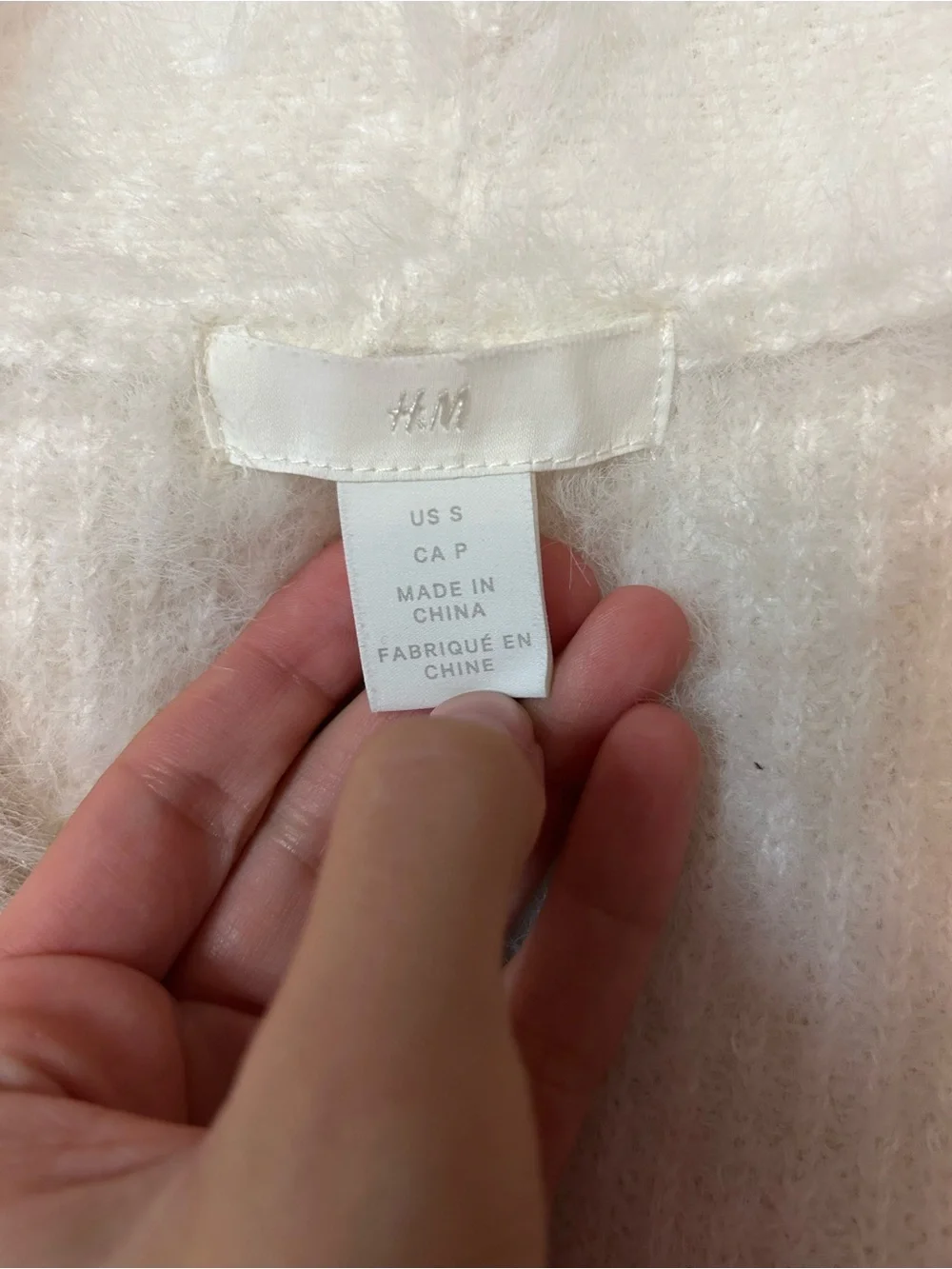 H&M Ivory Fuzzy V-Neck Button Cardigan